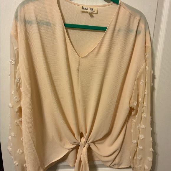 Peach Love California Blush Tie-Front Blouse - Picture 2 of 5